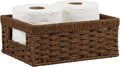 Wicker Baskets, Baskets for Organizing, Rattan Woven Basket for Storage, Organizer Bins with Built-in Handles, Storage Basket for Shelves (Paper Rope, Small)