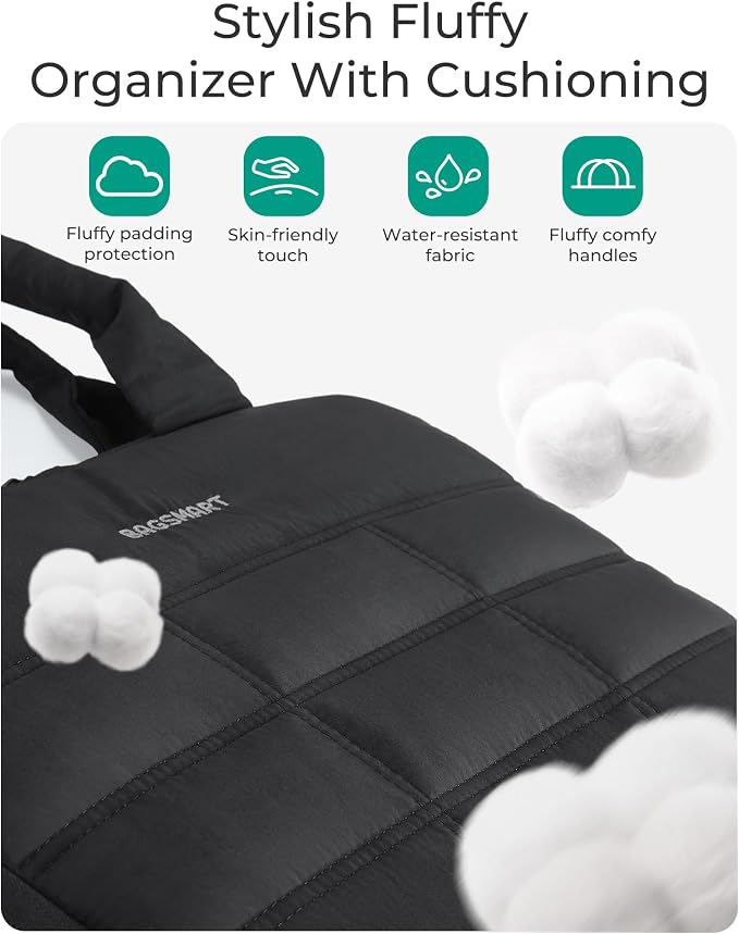 BAGSMART Travel Jewelry Organizer, Hanging Jewelry Organizer with Zipper Pockets, Large Capacity Puffy Jewelry Roll for Earrings, Necklaces, Rings on Closet, Wall, Portable Travel Essentials, Green