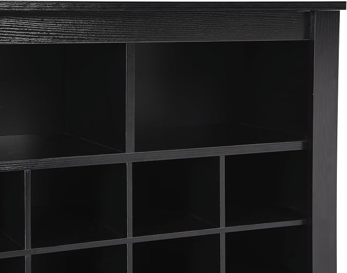Flieks 24-Cube Organizer Shoe Storage Cabinet, Stylish Design Shoe Cabinet with Multiple Storage Capacity, Free Standing Cabinet with Curved Base for Entryway, Living Room, Hallway, Black