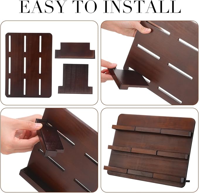 Leinuosen 3 Tier Wood Multiple Business Card Holder Desktop 9 Slot Business Card Holder for Desk Gift Postcard Display Rack Pamphlet Display Stand for Office Meeting Home (9.45 x 12.99 Inch)