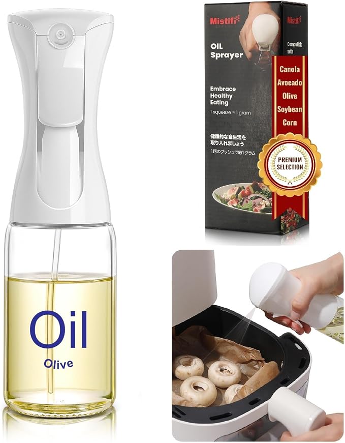 Mistifi oil spray Premium 150ml Glass. Fine Mist Spray Bottle for Air Fryer, Olive Oil, Healthy Nonstick Frying, Commercial & Home Kitchen Use (150ml Glass bottle 886)