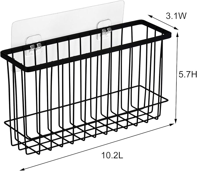 Toplife Wall Door Adhesive Kitchen Wrap Organizer Rack, No Drilling, Black