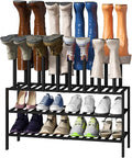 viewcare Black Boot Rack, Long Boot Rack Organizer Tall Boots with Shoe Rack for Closet, Bamboo Wood Shoe Shelf Storage Organizer for Entryway Small Space