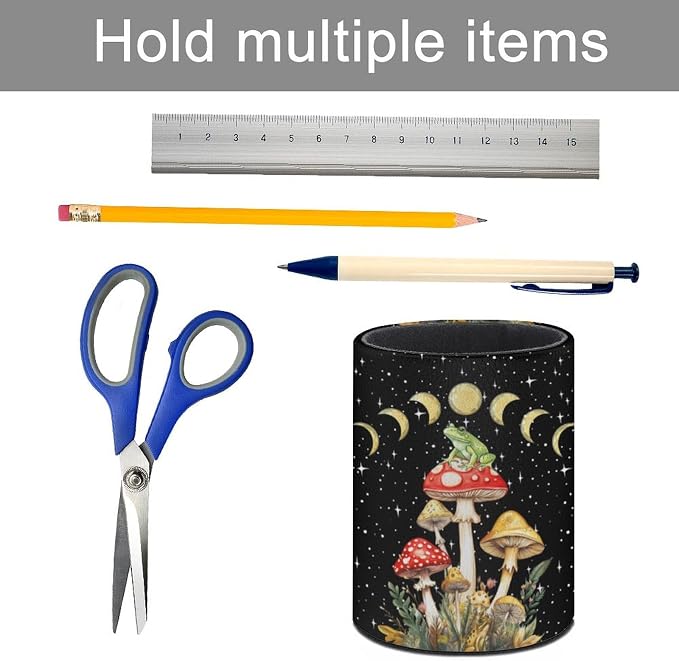 Mushroom Frog Pen Holder Pencil Cup for Desk Organizer | Cute Makeup Brush Holder PU Multifunctional Office Suppliesfor Decor Home Classroom School