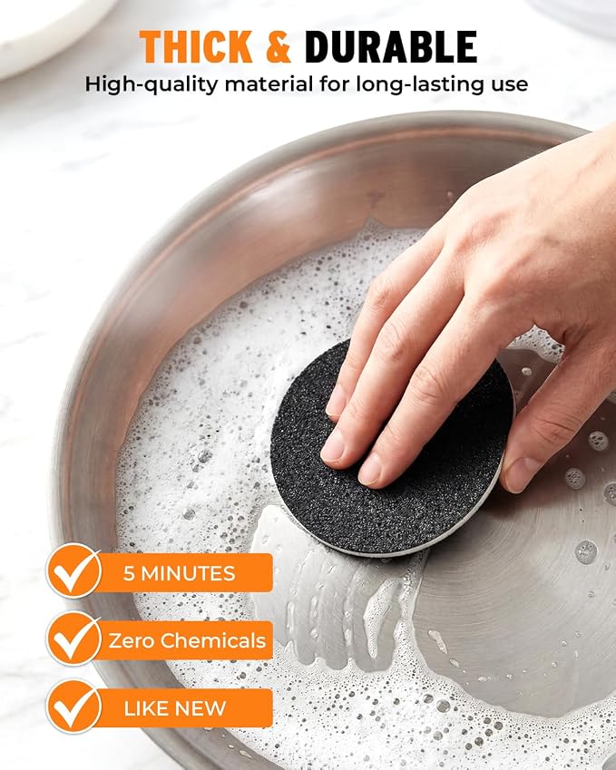 Stainless Steel Sponge Suitable for Stainless Steel Surfaces Zero Chemicals Emery Sponges Scratch-Free & Long-Lasting for Heavy Duty Burnt-On Stain Removal (8-Pack)