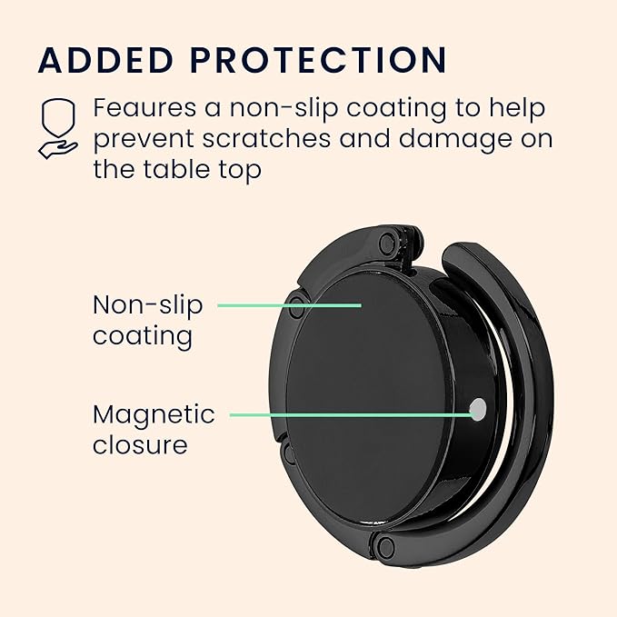 kwmobile Purse Hook for Table - Set of 2 Purse Holder - Folding Handbag Hanger - Portable Bag Holder - Bag Hooks for Desk - Table Hook Black