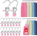 36 Pack Boot Hangers Clips for Closet, Laundry Hooks Hanging Clips Pants Hangers with Clips Legging Organizer Clothes Pins Hanger Clips for Closet Organizer Towel Socks Hats Jeans Home Travel Pink