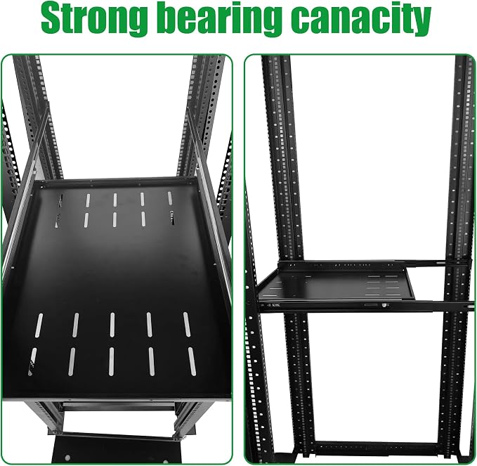 Keyboard mount-1U Sliding Shelf 19in Mount Keyboard Shelf Tray 4 Post Rack Mount Adjustable Depth 31.5 to 42inch for 19" Server Network Rack&Cabinet (Rack drawer-650)