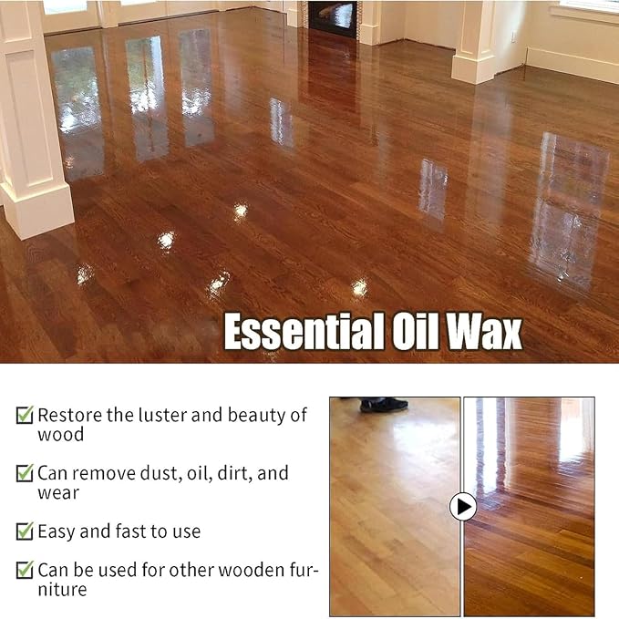 2PCS Beeswax Wood Polish Spray, 2026 New Essential Oil Beeswax Cleaner with Sponge and Towel, Natural Essential Oil Wax Cleaner for living rooms,kitchens,wood furniture floors
