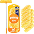 TidyBliss 6 ft Extendable Dusters for Cleaning Compatible with Swiffer, Super Long Handle Dusting Wand Kit with 10 Refills, 360 Degree Heavy Duty Microfibers Dust Removing Tool for Ceiling (Orange)