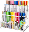 CELSOL Acrylic Marker Organizer – 4 Tier 20 Compartments for Pens, Markers, Art Supplies & Office Essentials – Clear Vertical Desk Storage for Home, Office & School