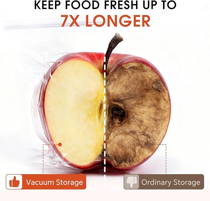 Reusable Vacuum Sealer Bags 20 Pack (10.2"x11") with 4 Clips, BPA-Free Vacuum Zipper Bags for Food Storage, Freezer & Sous Vide Cooking, Compatible with Food Saver Vacuum Sealers