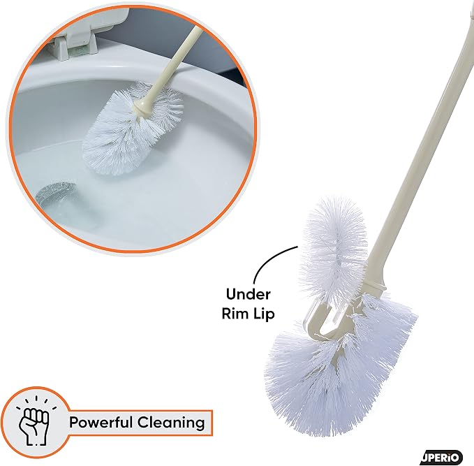Superio Toilet Brush and Holder Toilet Scrubber Bowl Cleaner Brushes Wand, Toilets Brush with Holder Caddy, Bathroom Cleaning Brush, Bowl Brush Set