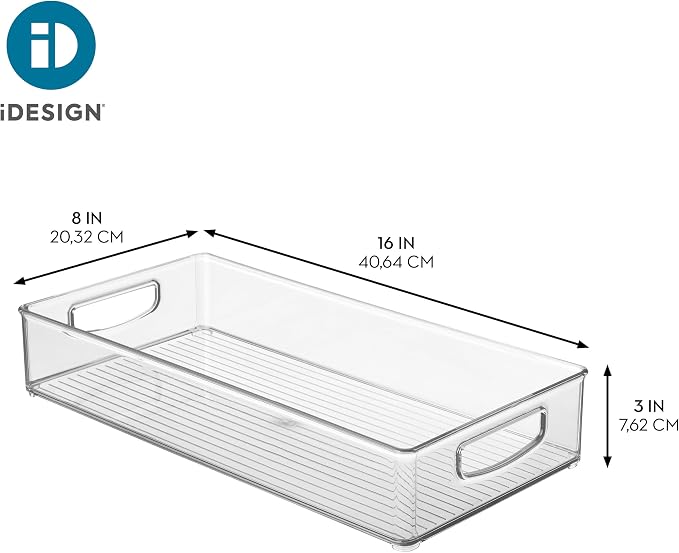 iDesign Stackable Clear Plastic Extra Long Pantry Organizers and Cabinet Storage Bins for Kitchen, 2-Pack