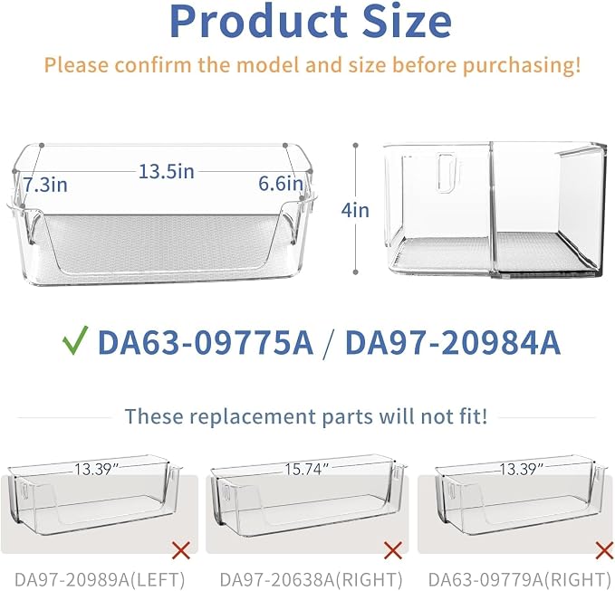 Upgraded DA63-09775A DA97-20984A Refrigerator Door Bin (Right Side) | Compatible with Sam-sung Refrigerator RF27T5201SR RF28T5001SR RF28T5021SR RF27T5241SR Upper Right Door Shelves Replacement