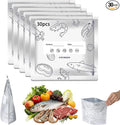 Reusable Aluminum Foil Sealable Storage Bags, 2026 New Resealable Stand Up Zipper Pouches with Label for Food Storage, Freezer Safe Leak Proof Foil Bags for Meat, Fruit, Vegetables (30 Large)
