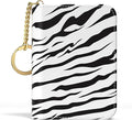 Aiawoxc Credit Card Holder, Small RFID Wallet Slim Leather Card Organizer Case with Zipper and Keychain, Stylish Zebra Print