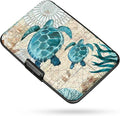 Credit Card Holder RFID Aluminum card case Sea Turtle mini Wallet Women Men | ABS Business ID Case,Hard Case Large Capacity 6 Slots, Waterproof Durable ，Secure Closure Slim Small Credit Card Protector
