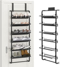 BUKFEN 6 Tier Adjustable Heavy Duty Metal Shoe Rack, Door Hanging and Wall Mount Organizer for Closet, Bedroom, Entryway, Laundry, Apartment, Small Spaces, Space Saving Solution for Busy Homes
