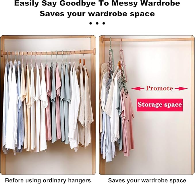 9 Space-Saving Hangers Heavy-Duty PP Plastic Tiered Hanger Organizer with Non-Slip Foldable Design, for Closet (Random, 10)