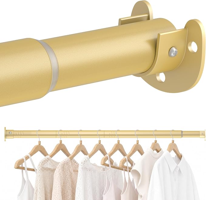 Closet Rod,17-40 Inch,Heavy-Duty Adjustable Closet Rods for hanging clothes | Easy to Install,1.3 Inch Diameter 66 lbs max load,Heavy-Duty Thickened Metal