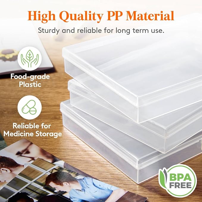 Lifewit 20 Pcs Photo Storage Box, Photo Albums 4x6 Pictures, Acid-Free Stackable Case with Labels, Trading Card Container for Sticker, Seed, Scrapbooking, Craft, Diamond Art, Classroom Supplies, Clear