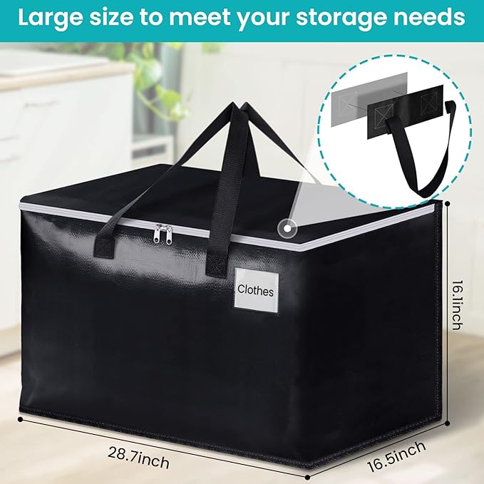 Extra Large Moving Boxes-Moving Bags with Zipper, Carrying Handles and Tag Pocket-Moving Supplies for Space Saving-Totes for Storage - for moving, Storage, Camping and Travel 125L-6 Pack