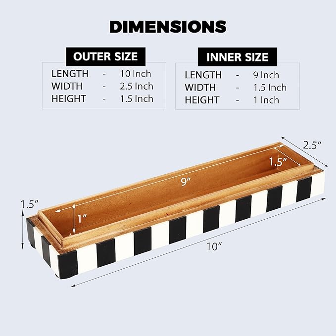 Handicrafts Home Decorative Storage Box with Lid, Black and White Moroccan Zellij Pattern Remote Holder, Slim Coffee Table Box, Geometric Lattice Box for Shelf & Desk Decor, Zellij 10 x 2.5 x 1.5