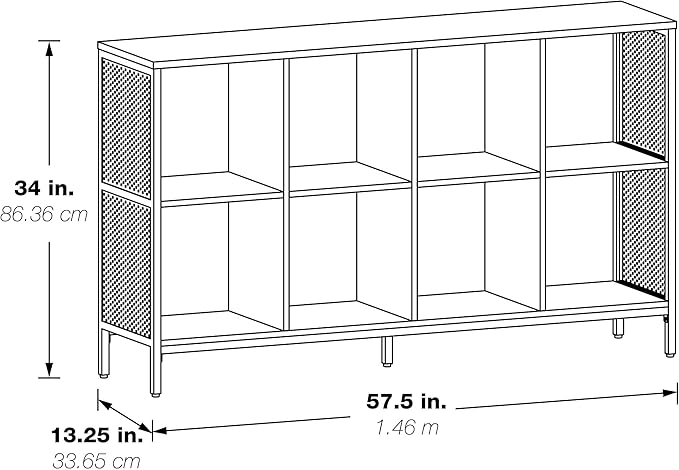 OSP Home Furnishings Ace Contemporary Modern Storage Bookcase with Shelves, 2- Shelves, 8 Cubes, White Finish
