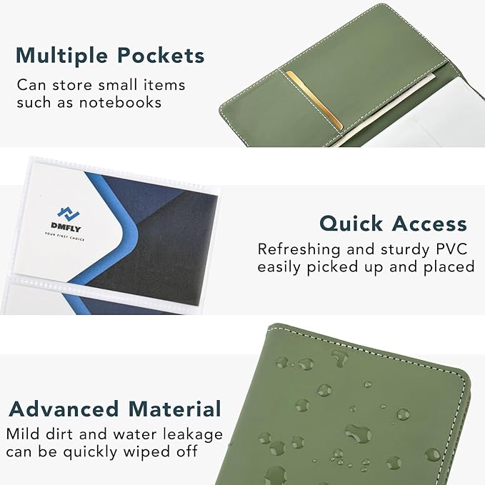 Leather Professional Business Card Holder Organizer Book - 300 Card Capacity Premium PU Folder with Soft Cover, Name Card Credit Cards Binder for Men/Women, Fruit Green