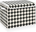 CaTaKu Large Fabric Storage Bins With Lids,Black and White Checkered Storage Boxes With Handles for Organizing Clothes, Collapsible Storage Cube Bins Baskets for Shelves