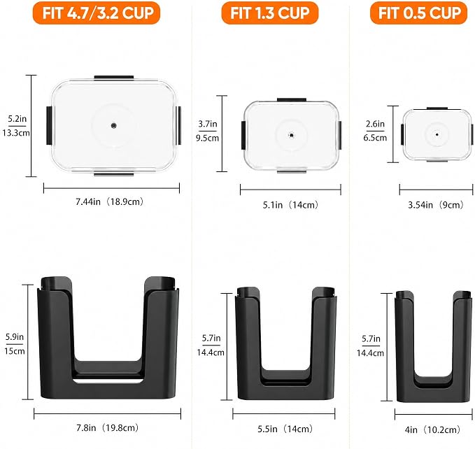 Black 3 Pack Food Container Lid Organizer for Rubbermaid Brilliance | Stackable Lid Holder for Kitchen Cabinet Storage & Pantry Organization, Fits 0.5, 1.3, 3.2, 4.7 Cup Lids, Holds 24 Lids
