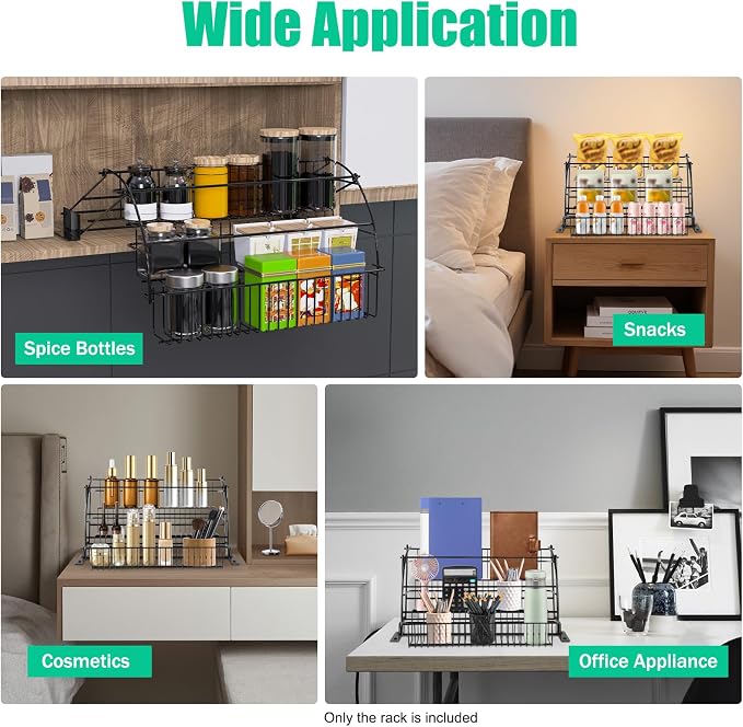 Spice Rack Organizer, 3 Tier Retractable Pull Down Cabinet Mount, Space Saving Design, Rust Resistant Heavy Duty with Railing Stopper & Mounting Screws for Kitchen Cabinet Pantry Cupboard