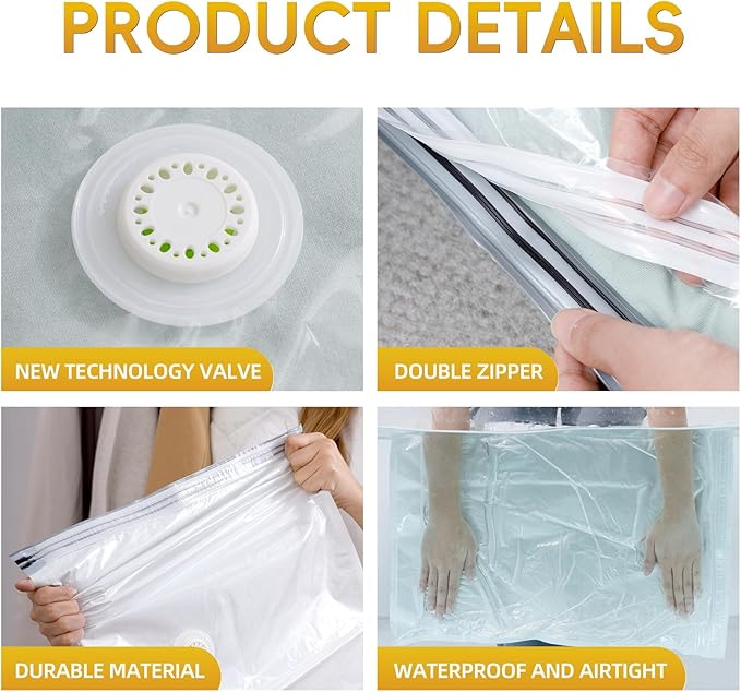 Vacuum Storage Bags with Electric Pump,8 Extra Large Jumbo storage Space Saver Bags (40x31 Inch) for Bedding,Comforters,Blankets,Clothing,Pillows,Jackets,Coats,Vacuum Seal Bags for clothing