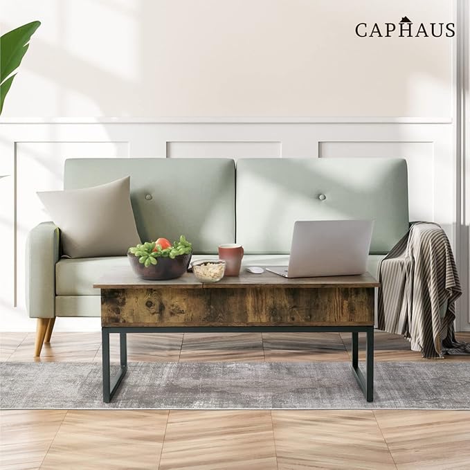 CAPHAUS Lift Top Coffee Table w/Sliding Drawer, Rising Tabletop Coffee Table w/Hidden Compartment & Sliding Drawer, Storage Coffee Table w/Lift & Sliding Top for Living Room, 47" Espresso