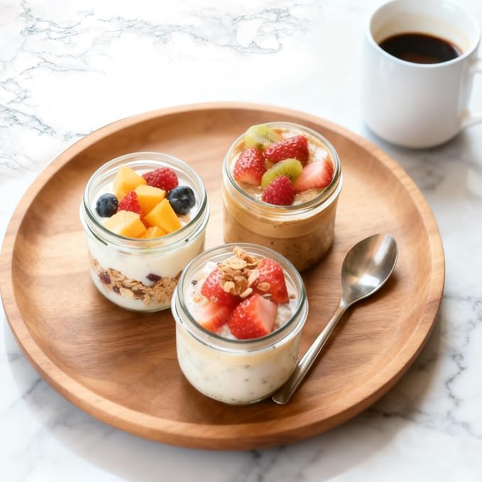 Overnight Oats Containers with Lids, 10oz Wide Mouth Mason Jars with Lids, 9 Pack Glass Jars with Airtight lid for Chia Pudding Yogurt Salad, Meal Prer Oatmeal Jars