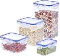 KIGI Airtight Food Storage Containers, Plastic Canisters & Jars for Kitchen Pantry Dry Food Organization, 4-Sided Locking Lid, Clear, 8-Piece, 0.75 Cup / 2.1 Cup / 3.6 Cup / 5.4 Cup