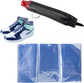 Shrink Wrap Bags Kit with 18x 11 Inches Shoe Heat Shrink Wrap Bags x 50 Pcs, Mini Heat Gun x 1 for Shoe Books Storage Avoid Sole Yellowing and Keep Dust Away