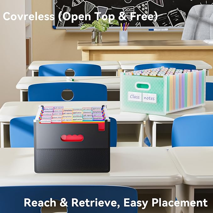 ThinkTex 26-Pocket Accordion File Organizer, Upright & Open Top, A–Z Colorful Tabs, High Capacity Expanding File Folder, Letter/A4 Size Essentials for School, Home, and Office