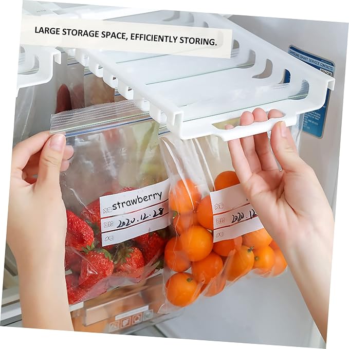 STOBAZA 10pcs Material Fridge Seal Bag Rack Sturdy Hanging Vacuum Storage Bag Holder for Fridge Organizer Pockets