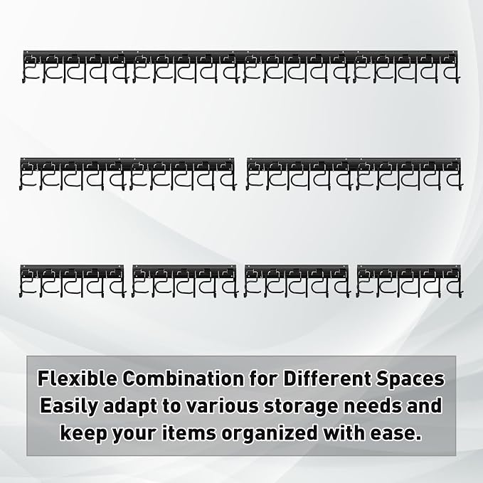 LEYU Metal Garage Tool Organizer Wall Mount, 2 Pack Garden Tool Organizer With Extension Cord Straps, Garage Organization Hooks and Hangers for Shed, Yard Storage, Wall Holder for Hanging Broom Mop