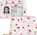 Sunwel Fashion Credit Card Holder for Women Small Accordion Card Cases with ID Window (RED CHERRY)