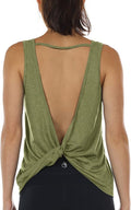 icyzone Women's Open Back High Neck Workout Athletic Gym Tank Tops