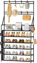 OYREL Shoe Rack 6 Tier Shoes Organizer 24-30 Pairs | Shoe Racks for Closet Front Door Entrance Large Capacity Space Saving Shoe Storage Organizer with Hooks and Side Pocket