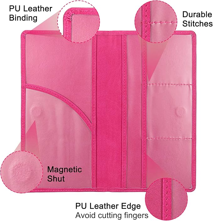 LumiMokki Premium Car Registration & Insurance Card Holder with Magnetic Shut, Vehicle Glove Box Car Organizer - For Documents, Cards, License (Rose red)