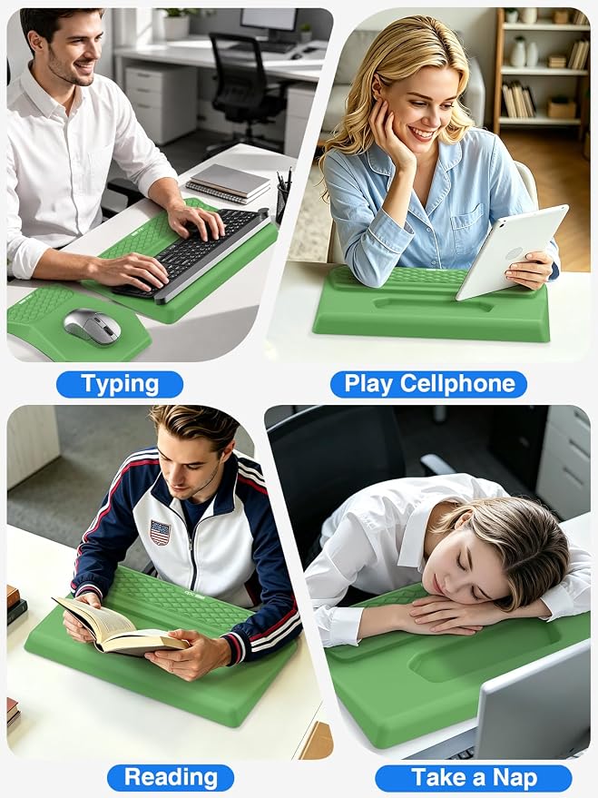 Ergonomic Wrist Rest with Keyboard Stand and Mouse Pad for Easy Typing | Keyboard Holder with Storage Slot, Mousepad for Carpal Tunnel Pain Relief with Massage Bulge and Slow Rebound Memory Foam