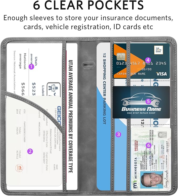 CoBak Car Registration and Insurance Holder | Vehicle Glove Box Organizer, Auto Truck Compartment Document Case with Magnetic Closure for Insurance & Driver License