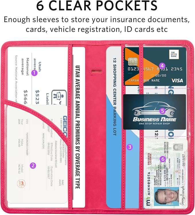 CoBak Car Registration and Insurance Holder | Vehicle Glove Box Organizer, Auto Truck Compartment Document Case with Magnetic Closure for Insurance & Driver License