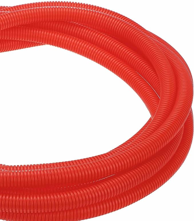 DMiotech 100ft Wire Loom Split Tubing 5/8 Inch(15.9mm) ID, Cord Protectors from Pet Flexible Conduit Cable Management for Office Home Garden, Red
