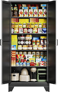Letaya 75" H Metal Storage Cabinet with 2 Doors and 4 Shelves,Tall Kitchen Pantry Cabinets,Farmhouse Utility Pantry Organizers for Cupboard/Dining/Bathroom/Home Office/Garage Room,Black